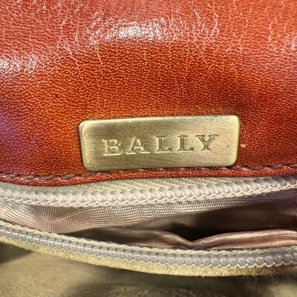 Bally Cognac Leather Document Bag with Gold Lock